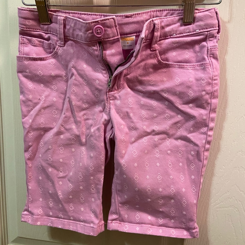 Gymboree Pink Denim Shorts w/ Boho Design size 8